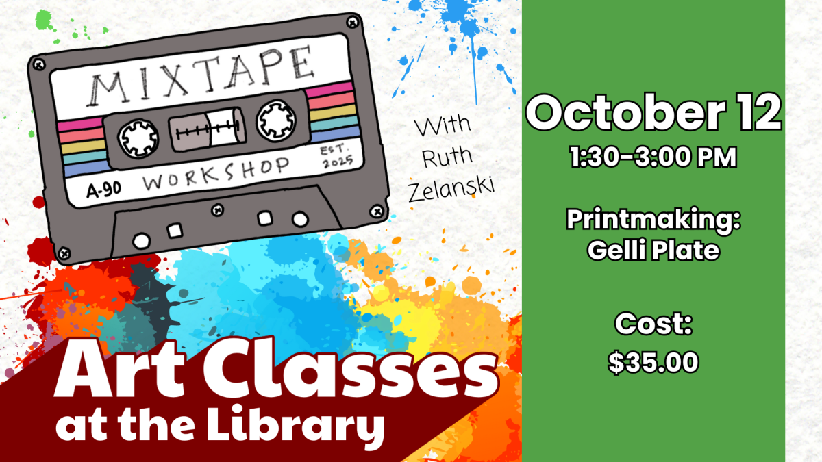 Banner for Gelli Plate Art class. Cost of $35. 